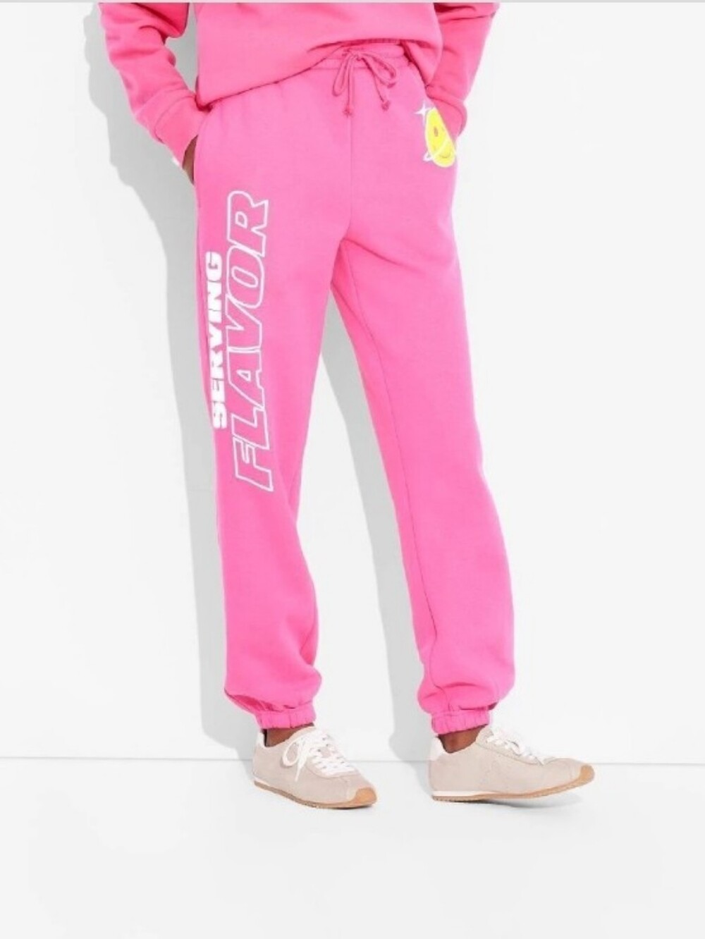 Adult Poppi Forever Icon Graphic Joggers In Pink. Size Small